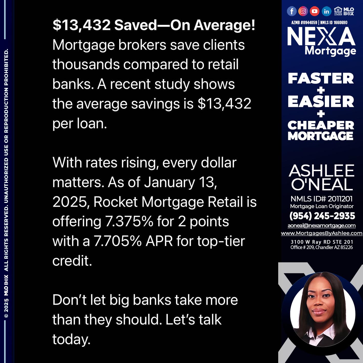 saved on average - Ashlee O’Neal -Mortgage Loan Originator