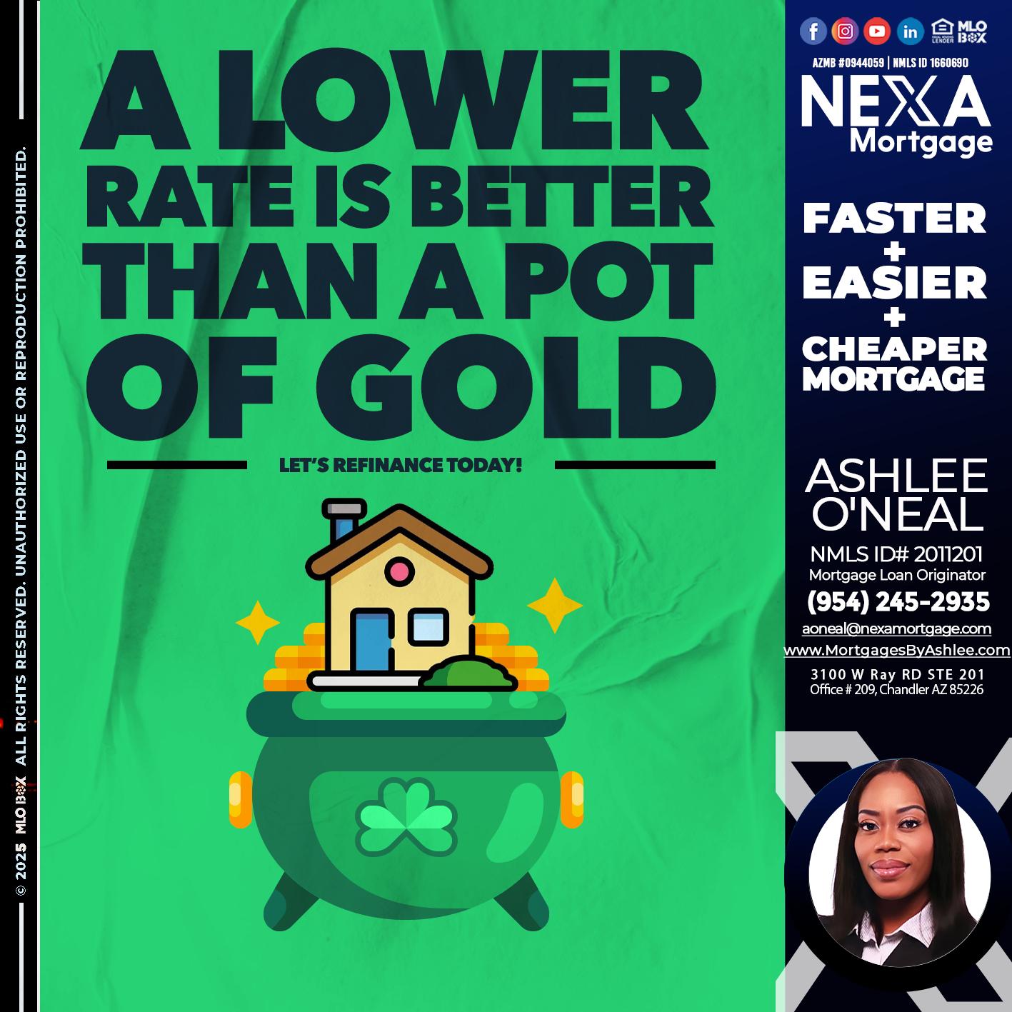 A LOWER RATE - Ashlee O’Neal -Mortgage Loan Originator