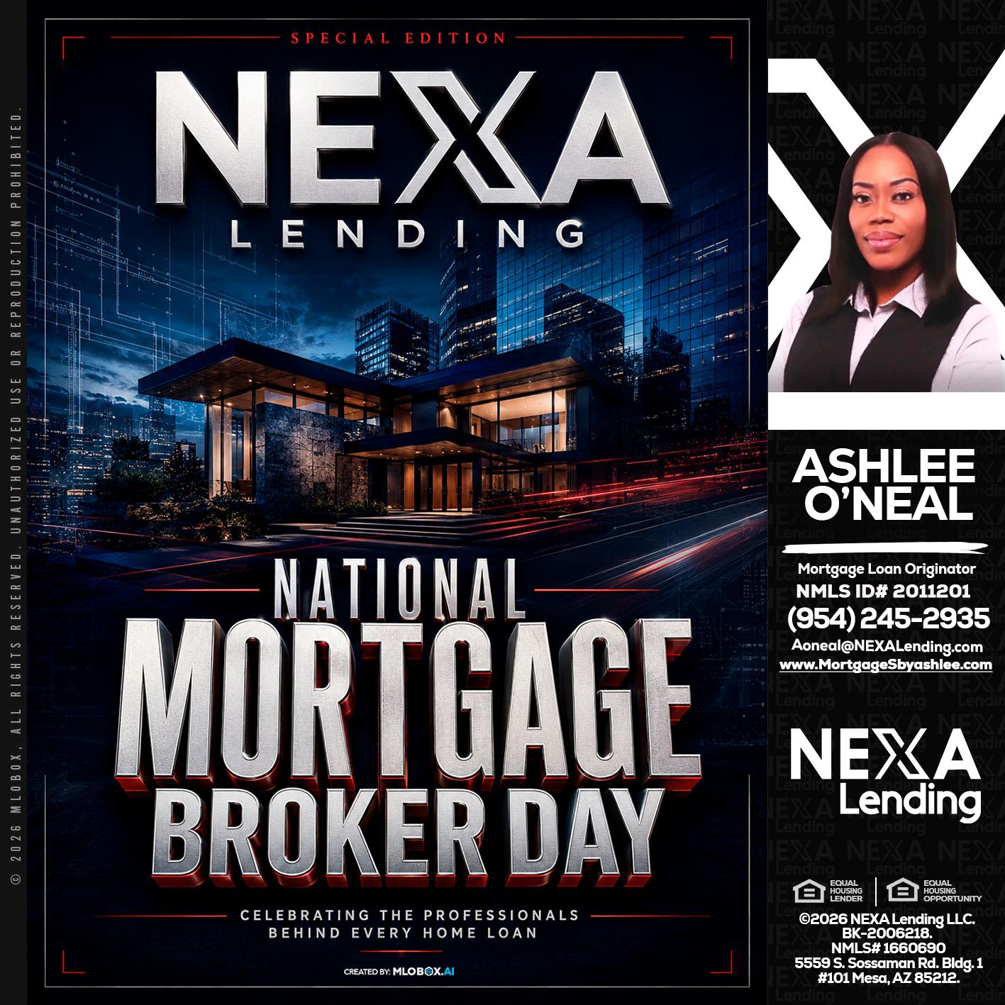 NATIONAL MORTGAGE BROKER DAY - Ashlee O’Neal -Mortgage Loan Originator
