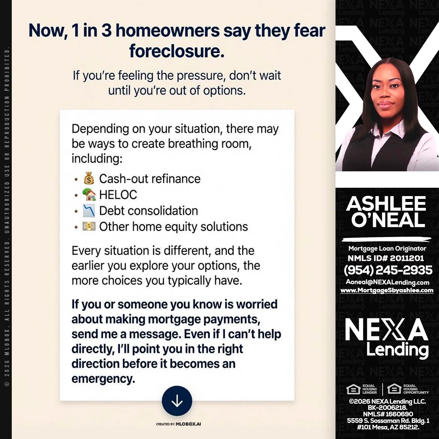 NOW, 1 IN 3 - Ashlee O’Neal -Mortgage Loan Originator
